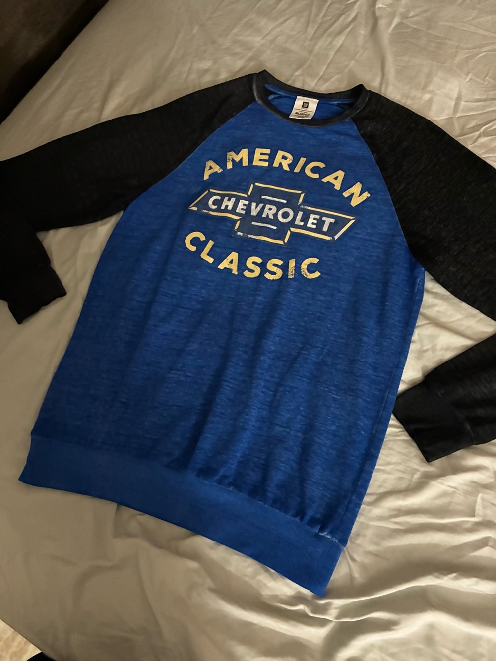 Vintage American Chevrolet Classic GM Blue Long Sleeve Shirt Size Medium
